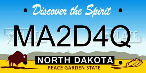 MA2D4Q North Dakota License Plate