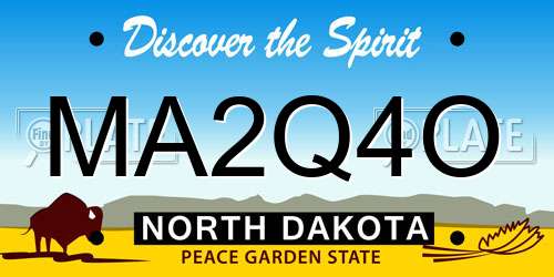 MA2Q4O North Dakota License Plate