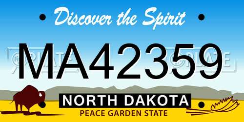 MA42359 North Dakota License Plate