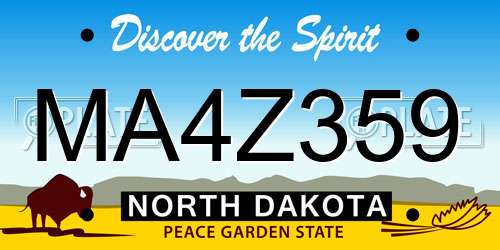 MA4Z359 North Dakota License Plate