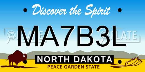 MA7B3L North Dakota License Plate