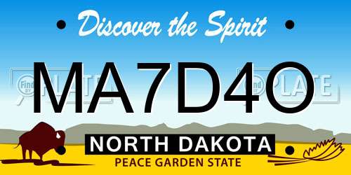 MA7D4O North Dakota License Plate