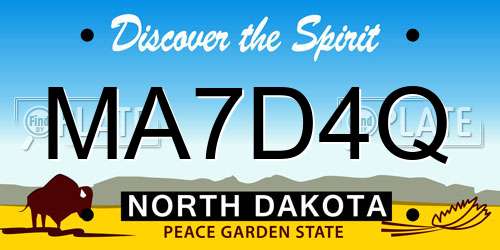 MA7D4Q North Dakota License Plate