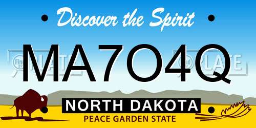 MA7O4Q North Dakota License Plate