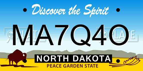 MA7Q4O North Dakota License Plate