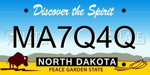 MA7Q4Q North Dakota License Plate