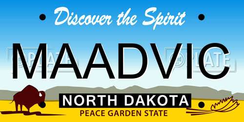 MAADVIC North Dakota License Plate