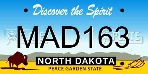 MAD163 North Dakota License Plate
