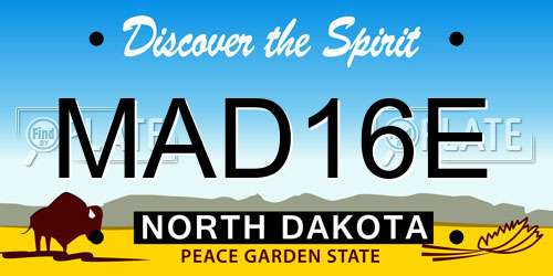 MAD16E North Dakota License Plate
