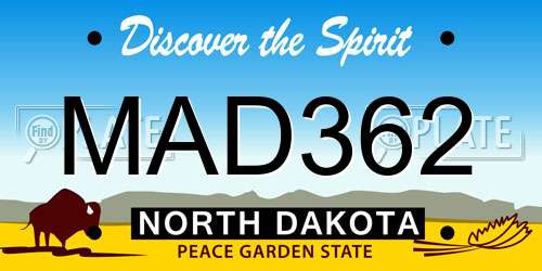 MAD362 North Dakota License Plate