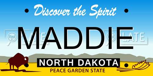 MADDIE North Dakota License Plate
