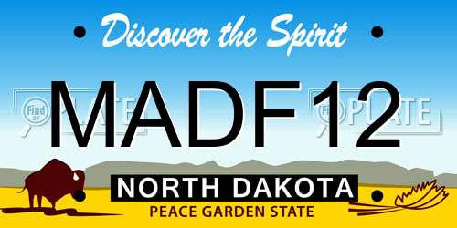 MADF12 North Dakota License Plate