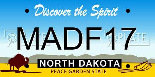 MADF17 North Dakota License Plate