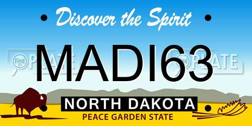 MADI63 North Dakota License Plate