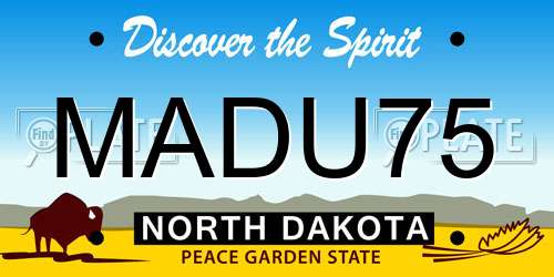 MADU75 North Dakota License Plate