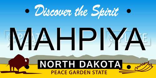MAHPIYA North Dakota License Plate