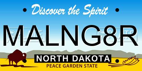MALNG8R North Dakota License Plate