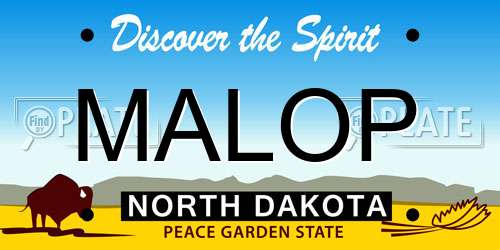 MALOP North Dakota License Plate