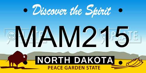 MAM215 North Dakota License Plate
