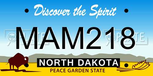 MAM218 North Dakota License Plate
