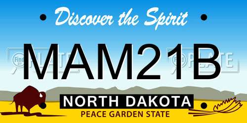 MAM21B North Dakota License Plate