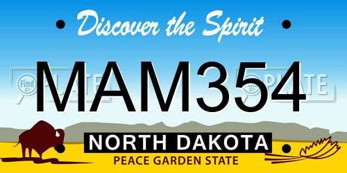 MAM354 North Dakota License Plate