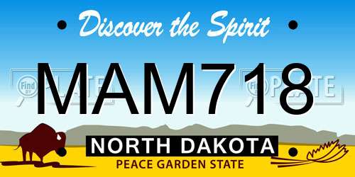 MAM718 North Dakota License Plate