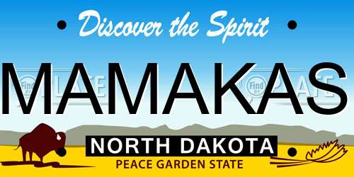 MAMAKAS North Dakota License Plate