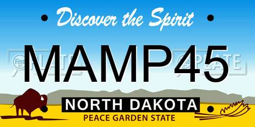 MAMP45 North Dakota License Plate