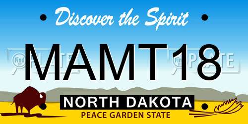 MAMT18 North Dakota License Plate