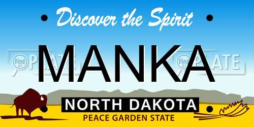 MANKA North Dakota License Plate