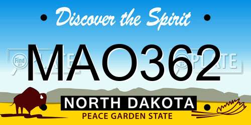 MAO362 North Dakota License Plate
