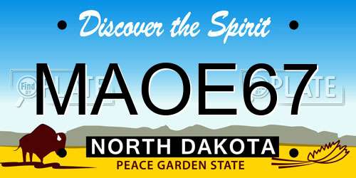 MAOE67 North Dakota License Plate