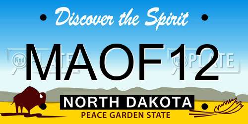 MAOF12 North Dakota License Plate