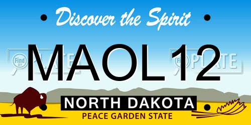 MAOL12 North Dakota License Plate
