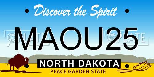 MAOU25 North Dakota License Plate