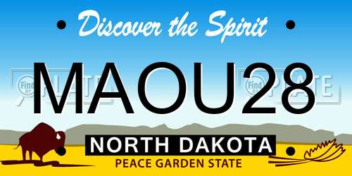 MAOU28 North Dakota License Plate