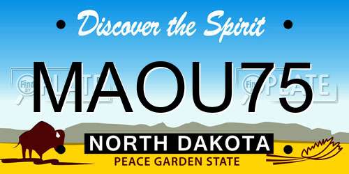 MAOU75 North Dakota License Plate