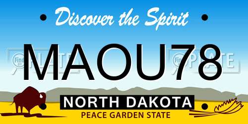 MAOU78 North Dakota License Plate