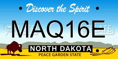 MAQ16E North Dakota License Plate