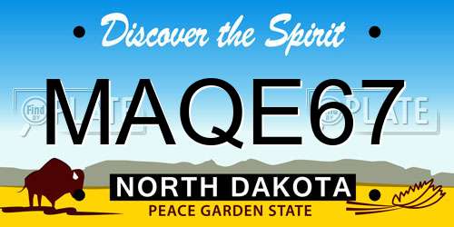 MAQE67 North Dakota License Plate