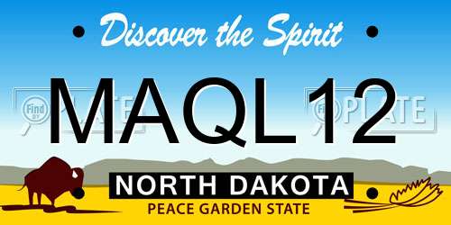 MAQL12 North Dakota License Plate