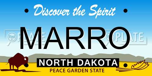 MARRO North Dakota License Plate