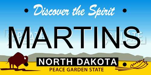 MARTINS North Dakota License Plate