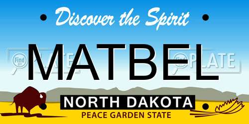 MATBEL North Dakota License Plate