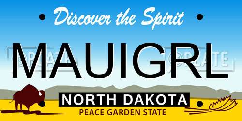 MAUIGRL North Dakota License Plate