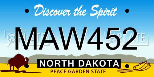 MAW452 North Dakota License Plate