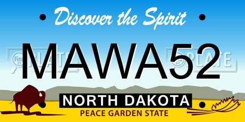 MAWA52 North Dakota License Plate