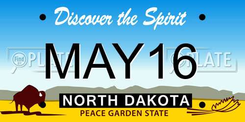 MAY16 North Dakota License Plate