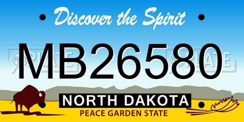 MB26580 North Dakota License Plate